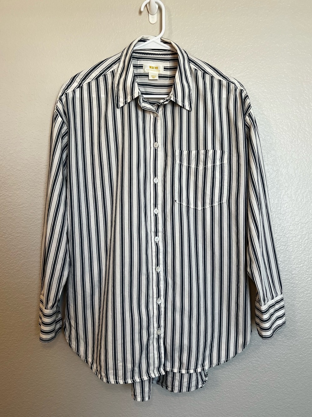 Maeve Anthropologie Striped Oversized Button Down Shirt 100% Cotton Small